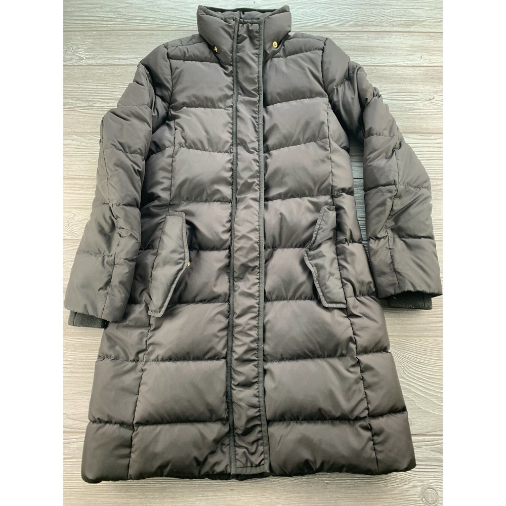 J.CREW Womens Black Long Puffer Down Hooded Jacket Coat XXS